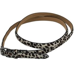 Halogen Leopard REAL FUR Print Belt with Black and Gold Accents
